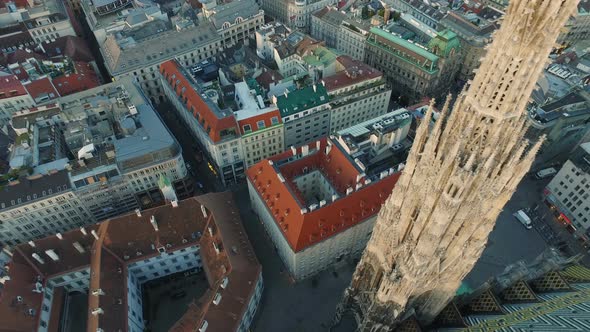 Aerial of Stephansdom and nearby buildings