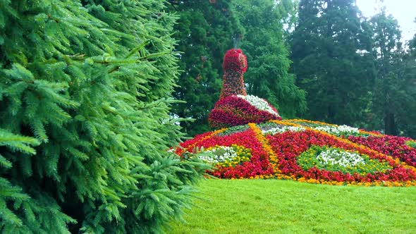 A very beautiful Firebird made of flowers.