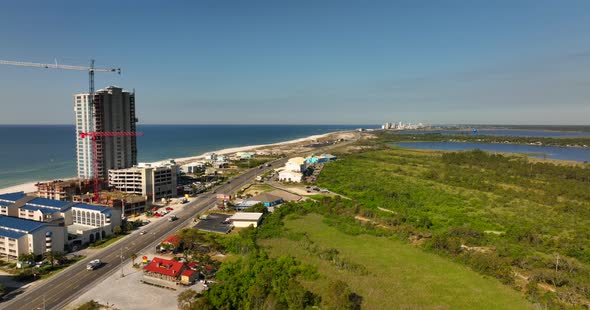 Aerial Video Orange Beach Approaching Gulf State Park Alabama 5k