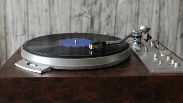 Record Player Playing a Vinyl Record