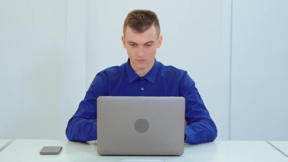 Front View Angry Face Employee in Startup Office