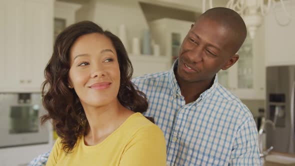 An African American couple spending time at home together.