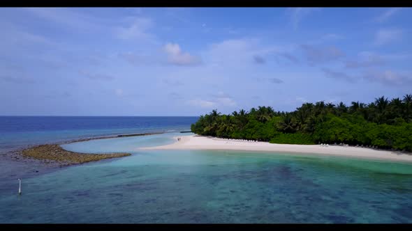 Aerial drone view seascape of luxury coast beach time by turquoise water with white sand background 