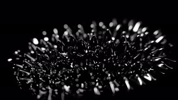 Super Slow Motion Macro Shot of Magnetic Liquid Ferrofluid in Motion at 1000Fps