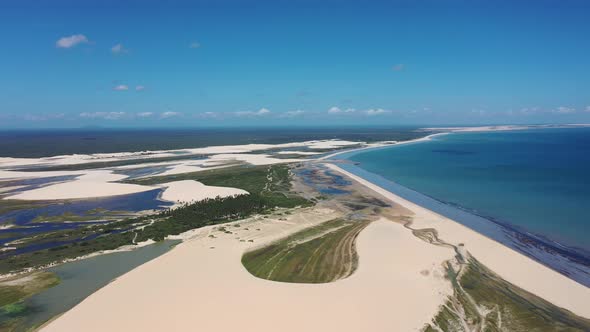 Jericoacoara Ceara Brazil. Scenic sand dunes and turquoise rainwater lakes