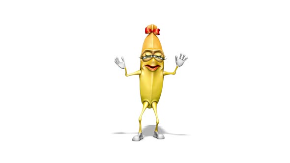 Fun Banana  Looped Dance on White Background alt