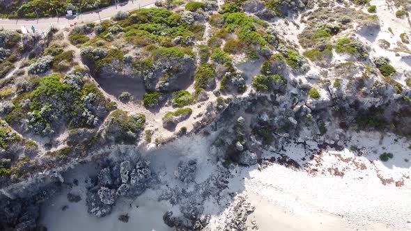 Birds Eye View Over Coastal Cyclepath With Cyclists And Walkers, Perth