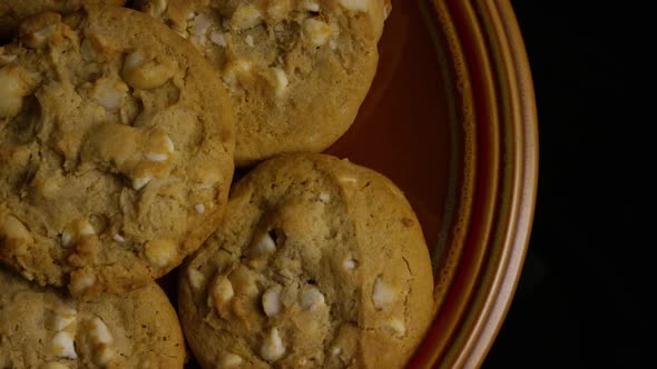 Cinematic, Rotating Shot of Cookies on a Plate