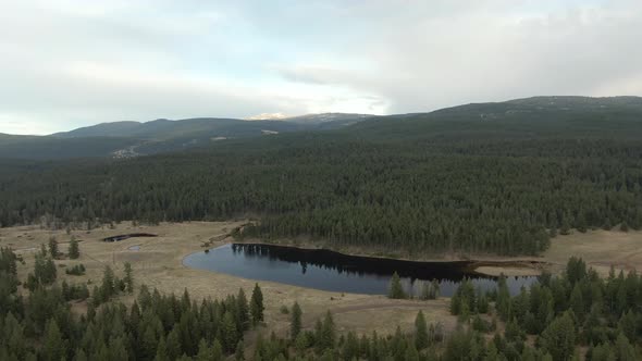 Aerial Panoramic View of a Lake in the Canadian Landscape