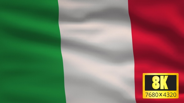 8K Italy Windy Flag Background