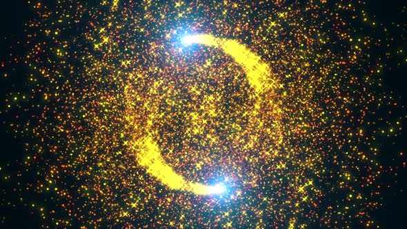 Golden Ring with Sparkles and Particles