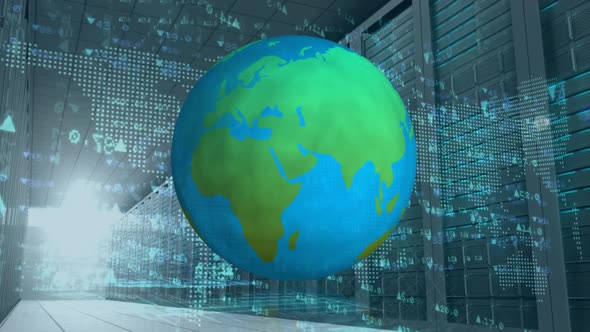 Globe, stock numbers and server towers alt