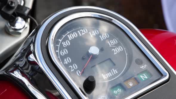 Motorbike Speedometer Closeup Vintage Bike Odometer Slow Motion Scooter Clock Mileage Indicator Clas