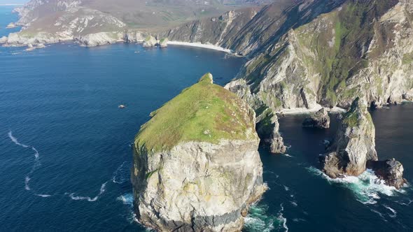 Aerial View of Tormore Island By Port Between Ardara and Glencolumbkille in County Donegal The