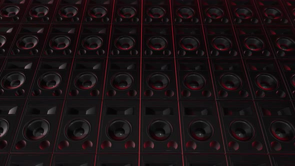 4K Audio Speakers Red Background Seamless Loop