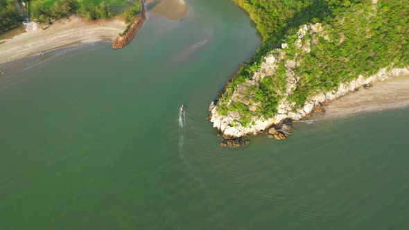 The fishermen were sailing back to shore. beautiful sea area in Thailand.