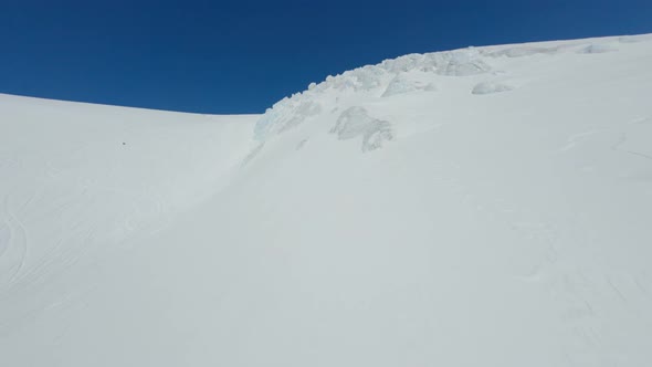 Speed Movement Cinematic Aerial View Fpv Drone Flying Over Natural Snow Mountain Top Glacier