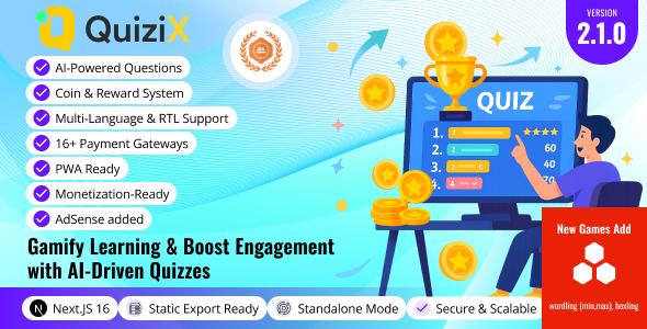 QuiziX – AI Quiz & Trivia Game | Laravel + Next.js Gamified Quiz Platform