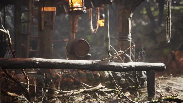 Old Retro Village in Pine Forest alt