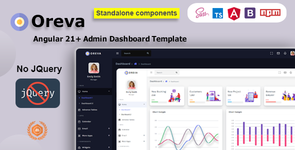 Oreva - Angular 21+ Admin Dashboard Template + UI Kit
