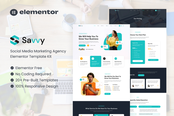 Savvy – Social Media Marketing Agency Elementor Template Kit