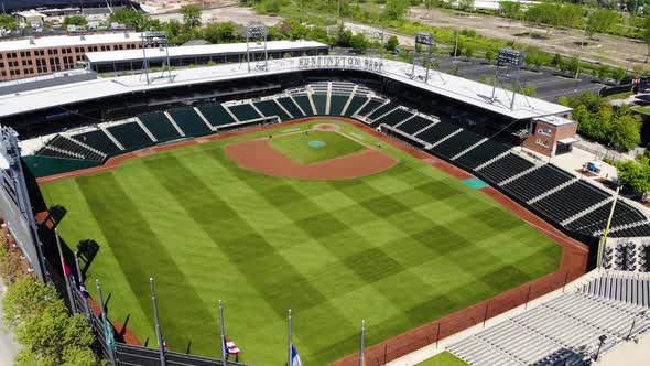 Huntington Park in Columbus Ohio, home of the Columbus Clippers, minor league baseball - aerial dron