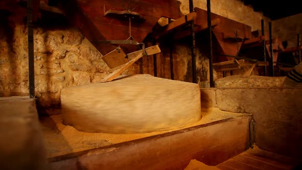 Traditional stone mill processing grains into flour, in Dalmatia, Croatia