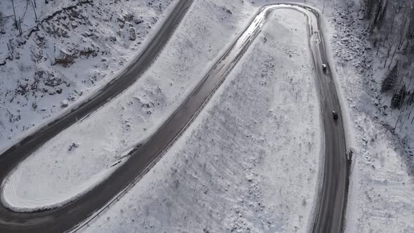 Aerial View of Winding Road in the Mountains