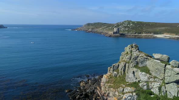 Aerial View of the Scilly Isles Sea Channel