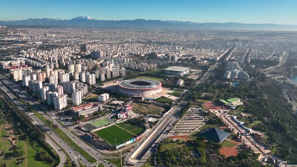 Football Stadium Aerial View Turkey Antalya 4 K