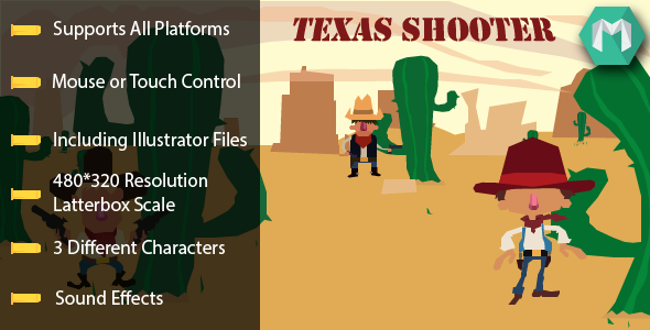 Texas Shooter - HTML5 Game (Construct 2 & Construct 3)