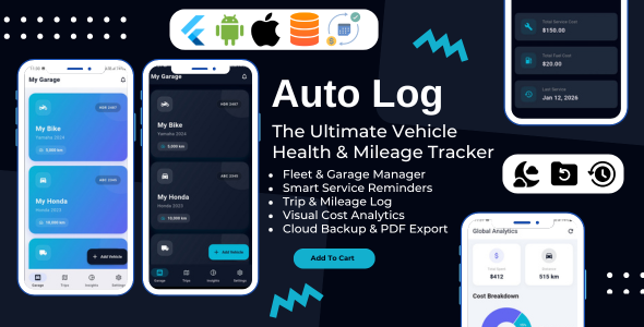 AutoLog - Vehicle Maintenance, Service Log & Mileage Tracker Flutter App