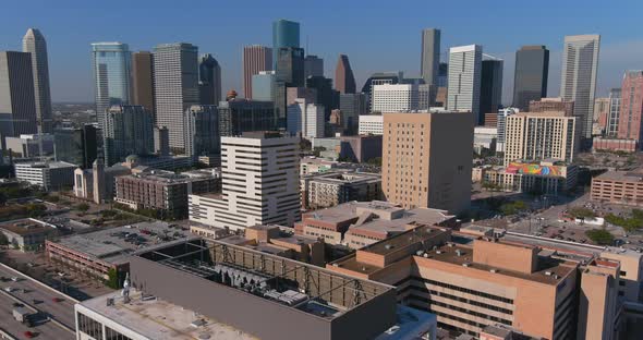 Aerial view of downtown Houston and surrounding area