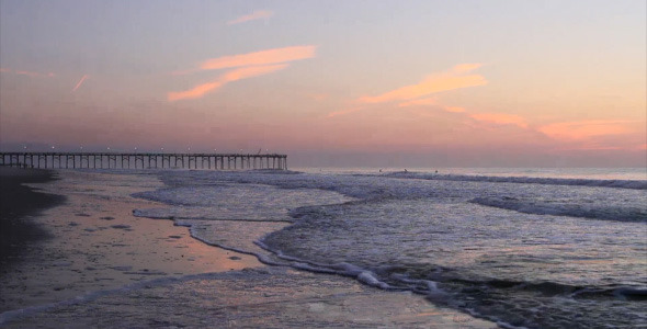 Beach and Pier at Sunrise