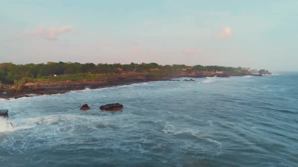 Romantic Flight Over Dramatic Ocean Waves