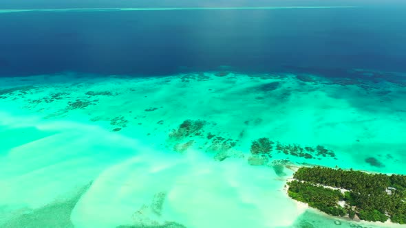 Aerial abstract of perfect coast beach lifestyle by transparent lagoon and white sand background of 