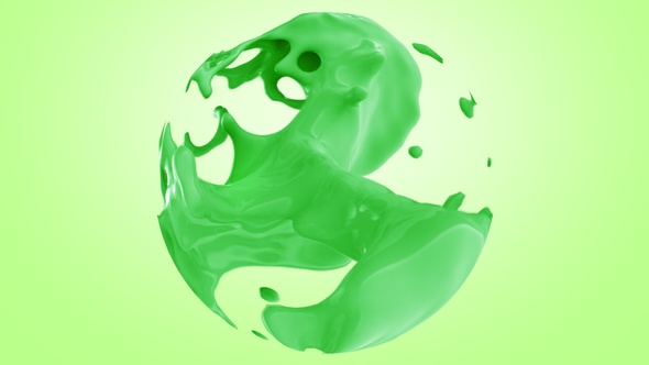 Green Color Sphere Splash