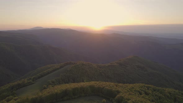 Beautiful Sunset View From Ambaritsa Refuge in Balkan Mountains Bulgaria