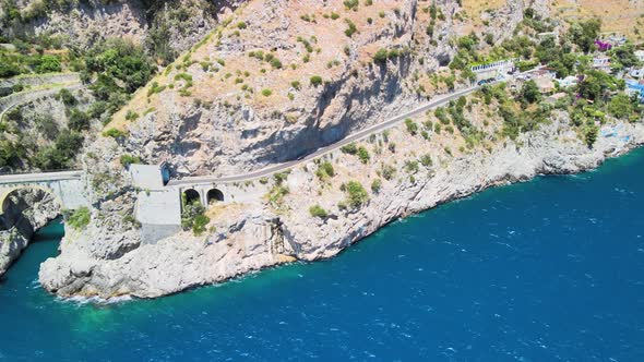 Aerial View of Furore Fjord From a Drone Amalfi Coast Italy