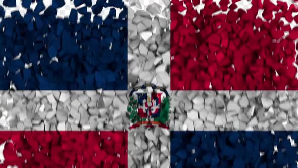 Dominican Republic Flag Breaking Rocks Transition