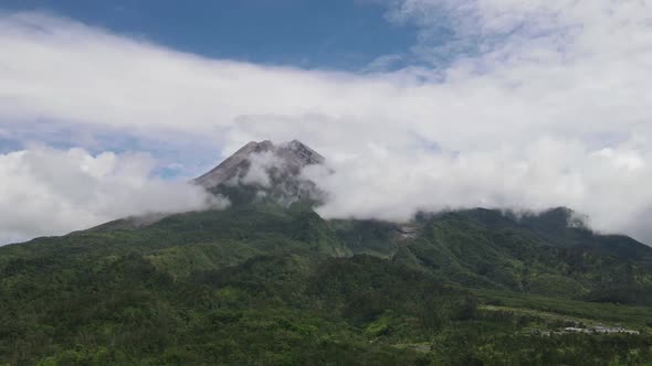 Time lapse aerial view of Merapi Mountain. Indonesia Volcano Landscape View.