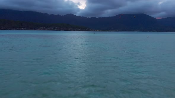 Aerial of Kite Boarder in Kaneohe Bay