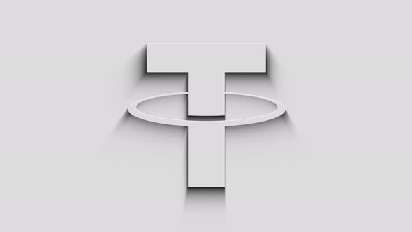 Tether stablecoin blockchain crypto currency symbol 3d with shadow