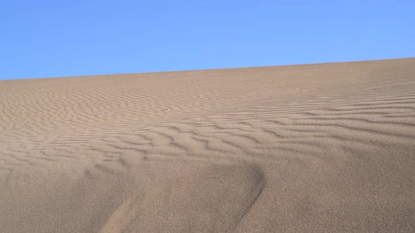 Parallel Sand Pattern Lines on Dune Surface in Desert