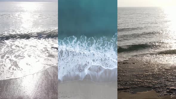 Three in One Vertical Video of the Sea Near the Shore