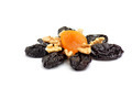 Dried apricot,walnuts and prunes on a white. - PhotoDune Item for Sale
