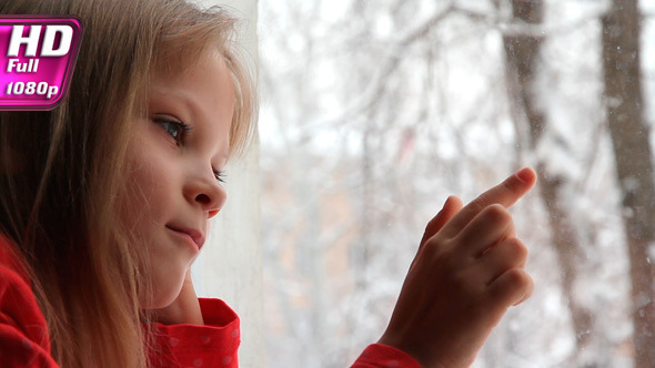 Girl and Snowfall