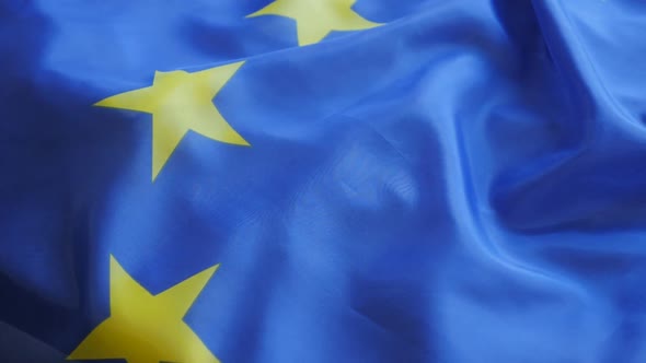 Official EU flag stars panning 1080p HD  footage - Panning over Europe Union flag FullHD 1920X1080 v