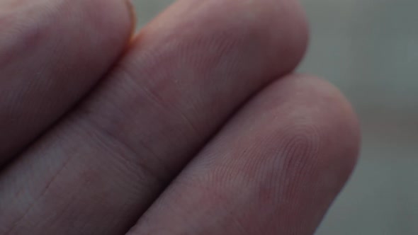 Macro View of a Finger Print on a Human Thumb Over Extreme Macro