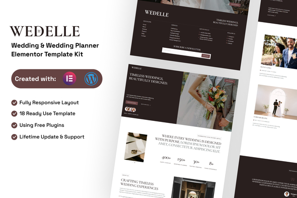Wedelle - Wedding & Wedding Planner Elementor Template Kit